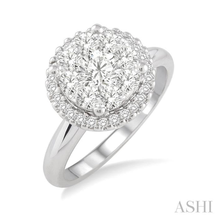 1/2 Ctw Lovebright Round Cut Diamond Engagement Ring in 14K White Gold