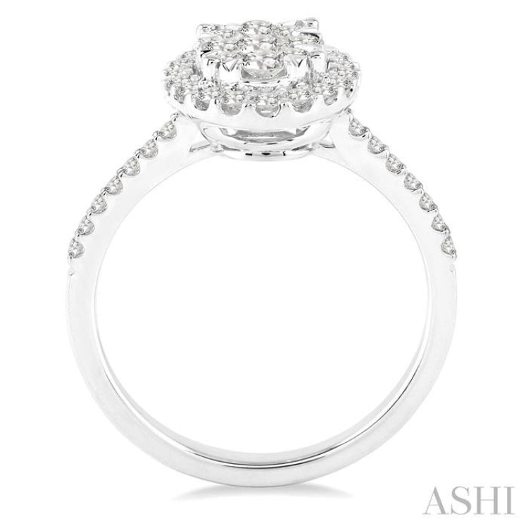3/4 ctw Oval Shape Diamond Lovebright Ring in 14K White Gold