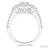 1 1/6 ctw Triple Mount Baguette & Round Cut Fusion Diamond Ring in 14K White Gold