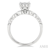 1/3 Ctw Marquise Shank Circular Lovebright Round Cut Diamond Engagement Ring in 14K White Gold