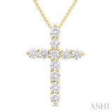 1/3 Ctw Round Cut Diamond Cross Pendant in 14K Yellow Gold with Chain