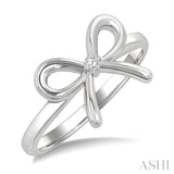 1/50 Ctw Bow Tie Round Cut Diamond Fashion Ring in Sterling Silver