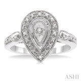 1/20 Ctw Pear Shape Single Cut Diamond Ring in Sterling Silver