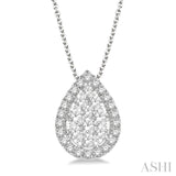 1/2 Ctw Pear Shape Lovebright Round Cut Diamond Pendant With Chain in 14K White Gold