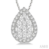 1/2 Ctw Pear Shape Lovebright Round Cut Diamond Pendant With Chain in 14K White Gold