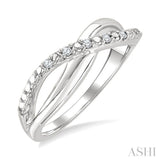 1/20 Ctw Split Criss Cross Single Cut Diamond Fashion Ring in Sterling Silver