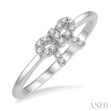 1/10 Ctw Bow Cutout Single Cut Diamond Petite Fashion Ring in 10K White Gold