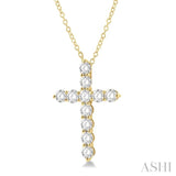 3.00 Ctw Latin Cross Round Cut Diamond Pendant With Chain in 14K Yellow Gold