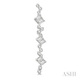 1/2 Ctw Baguette and Round Cut Diamond Scatter Drop Earring in 14K White Gold