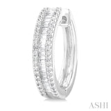 1/2 Ctw Baguette and Round Cut Diamond Fashion Hoop Earring in 14K White Gold