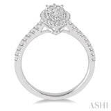 5/8 Ctw Marquise Shape Diamond Lovebright Ring in 14K White Gold