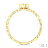 1/6 Ctw Ball Bead East-West Bezel Set Pear Cut Diamond Stackable Petite Fashion Ring in 14K Yellow Gold
