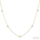 1 Ctw Bezel Set Round Cut Diamond Station Necklace in 14K Yellow Gold
