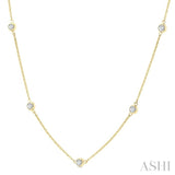1 Ctw Bezel Set Round Cut Diamond Station Necklace in 14K Yellow Gold