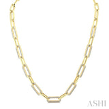 1/4 Ctw Bold Paperclip Round Cut Diamond Necklace in Yellow Gold Vermeil