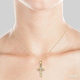 1/10 Ctw Single Cut Diamond Cross Pendant in 14K Yellow Gold with Chain