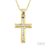 1/4 Ctw Round Cut Diamond Cross Pendant in 14K Yellow Gold with Chain