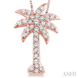 1/2 Ctw Round Cut Diamond Palm Tree Pendant in 14K Rose Gold with Chain