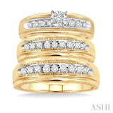 3/8 ctw Round Cut Trio Wedding Set in 14K Yellow Gold