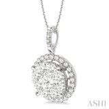 2 Ctw Lovebright Round Cut Diamond Pendant in 14K White Gold with Chain