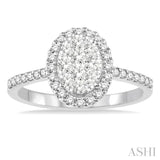 3/4 ctw Oval Shape Diamond Lovebright Ring in 14K White Gold