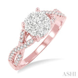 1/3 ctw Lovebright Round Cut Diamond Engagement Ring in 14K Rose and White Gold