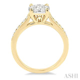 3/4 ctw Lovebright Round Cut Diamond Engagement Ring in 14K Yellow and White Gold