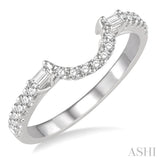 1/3 ctw Crescent Shape Center Diamond Wedding Band in 14K White Gold