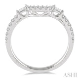 1/3 ctw Crescent Shape Center Diamond Wedding Band in 14K White Gold