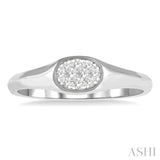 1/8 Ctw Oval Shape Lovebright Diamond Ring in 14K White Gold