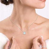 1 Ctw Cushion Shape Lovebright Diamond Pendant With Chain in 14K White Gold