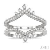 1/2 ctw Pointed Arch Round Cut Diamond Insert Ring in 14K White Gold