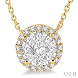 1/2 ctw Circular Round Cut Diamond Lovebright Necklace in 14K Yellow and White Gold