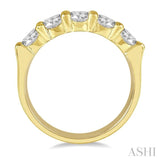 1 1/2 Ctw 5 Stone Round Cut Diamond Wedding Band in 14K Yellow Gold