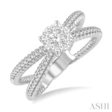 1/2 Ctw Firefly Lovebright Round Cut Diamond Cluster Ring in 14K White Gold