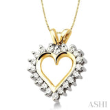 1/4 Ctw Round Diamond Heart Pendant in 14K Yellow Gold with Chain