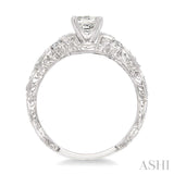 3/8 ctw Diamond Engagement Ring with 1/4 ct Princess Cut Center Stone in 14K White Gold