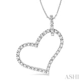 1/4 Ctw Round Cut Diamond Heart Pendant in 10K White Gold with Chain