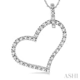 1/4 Ctw Round Cut Diamond Heart Pendant in 10K White Gold with Chain