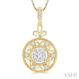 1/2 Ctw Round Cut Diamond Lovebright Pendant in 14K Yellow and White Gold with Chain