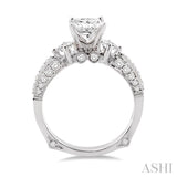 1 1/2 ctw Diamond Engagement Ring with 3/4 ct Princess Cut Center Stone in 14K White Gold