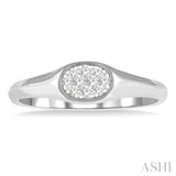 1/8 Ctw Oval Shape Lovebright Diamond Ring in 14K White Gold