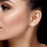 1/3 Ctw Oval Shape Lovebright Round Cut Diamond Bezel Stud Earring in 14K White Gold