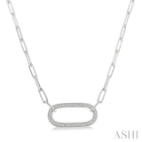 1/10 Ctw Round Cut Diamond Paperclip Pendant in Sterling Silver
