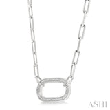 1/10 Ctw Round Cut Diamond Paperclip Pendant in Sterling Silver