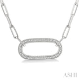 1/10 Ctw Round Cut Diamond Paperclip Pendant in Sterling Silver