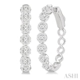 1.00 ctw Round Cut Lovebright Diamond Hoop Earrings in 14K White Gold