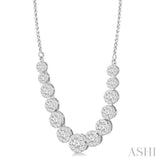 2 Ctw Round Cut Diamond Lovebright Necklace in 14K White Gold