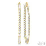 5.00 ctw Inside-Out Round Cut Diamond 2-Inch Hoop Earrings in 14K Yellow Gold