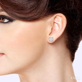 1/6 Ctw Square Shape Baguette and Round Cut Diamond Petite Fashion Earring in 14K White Gold.